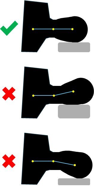 Diagram van correcte kussenhoogte bij zijligging: hoofd, nek en wervelkolom in één rechte lijn